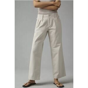 NWT Anthropologie Maeve Pleated Wide Leg Chino Trouser Pants